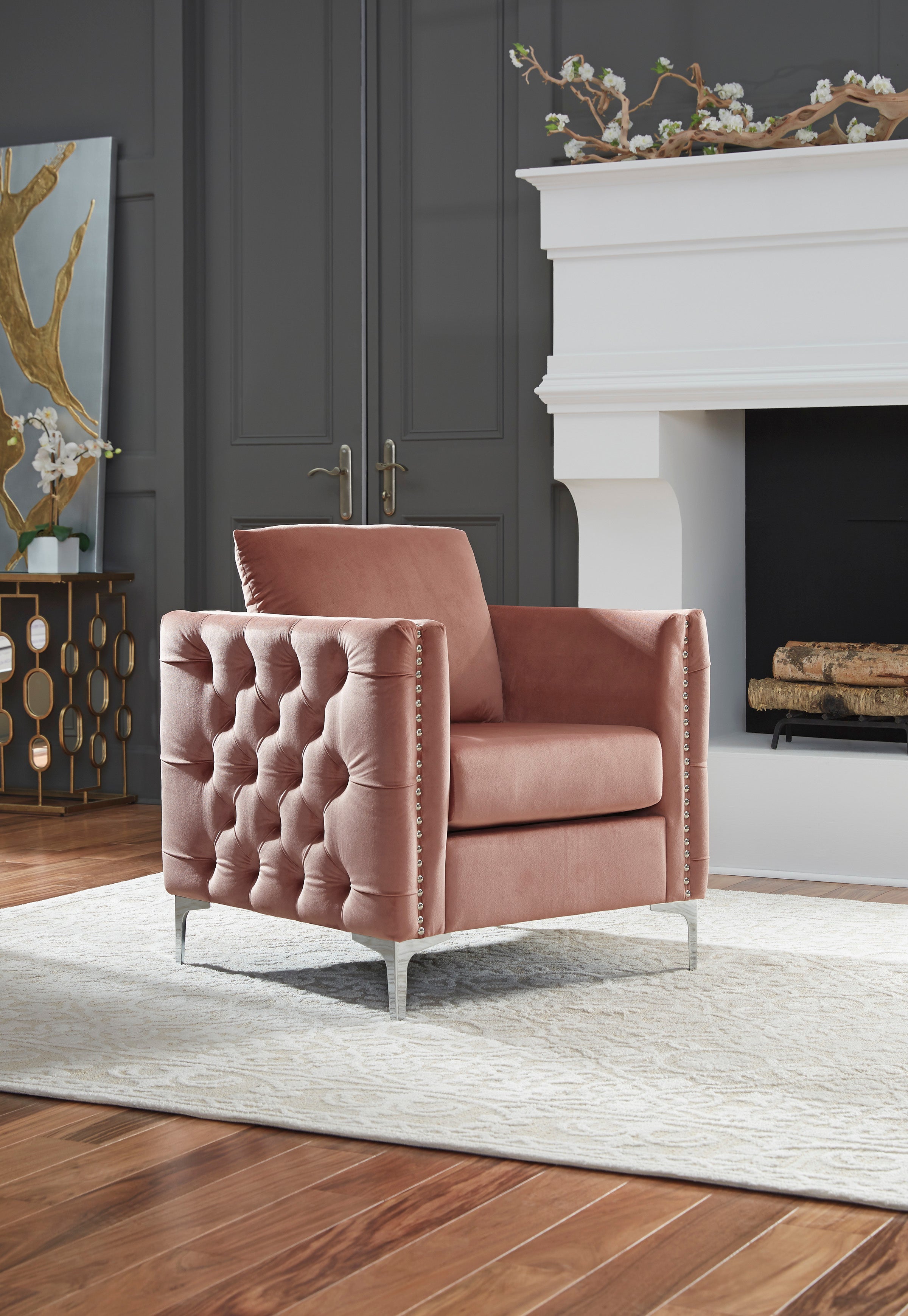 Liz Blush Tufted Accent Chair