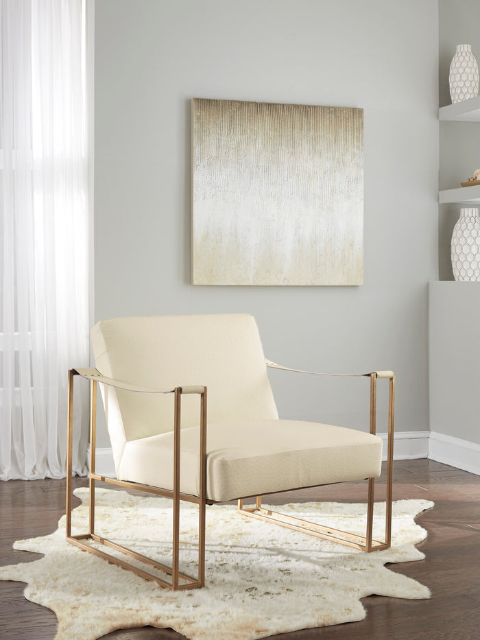 Kenmore Cream Accent Chair with Embossed Ostrich Pattern