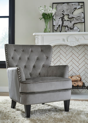 Traditional Fabric Accent Chair with Nailheads in 4 Color Options