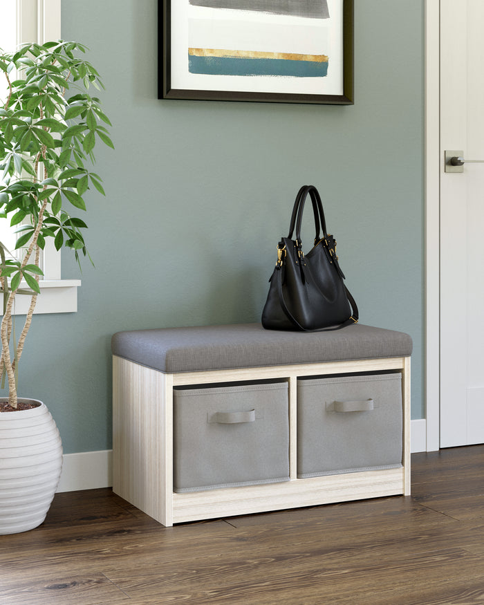Grey Storage Bench with Removable Cubbies
