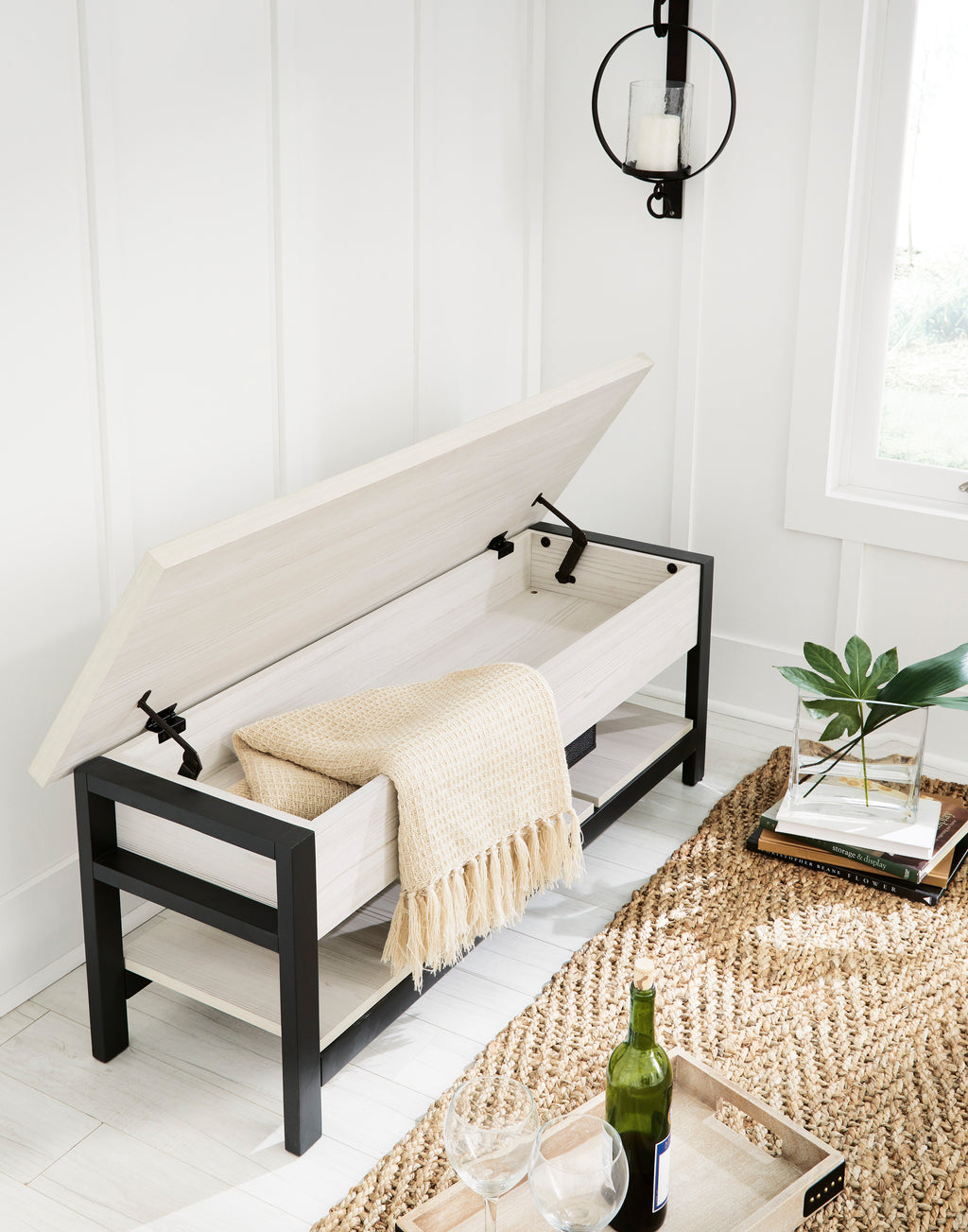 Dual Tone Accent Storage Bench in 2 Color Options