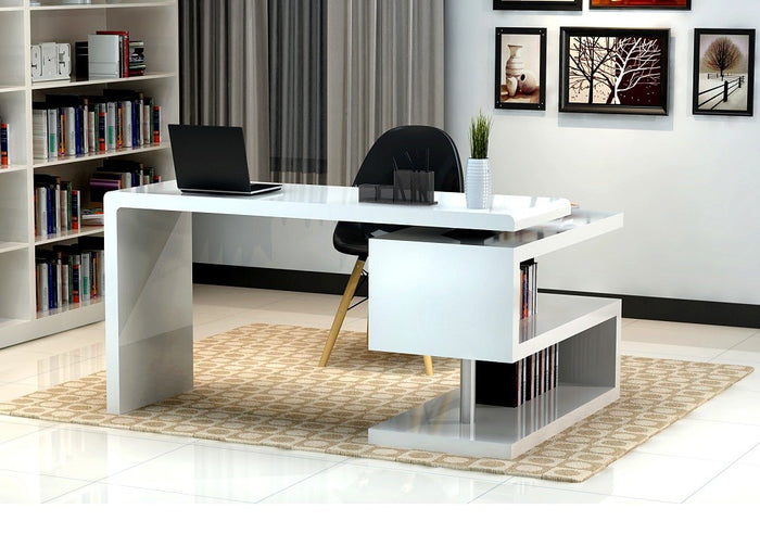 Seth White Modern L-Shaped Desk