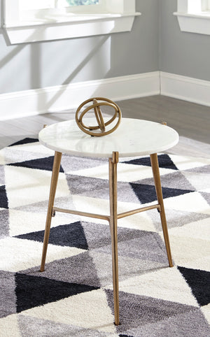 White Marble Accent Table with Tripod Legs