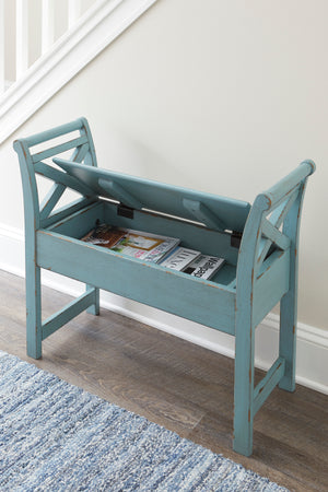 Herman Storage Accent Bench in Blue or White