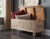 Antique Medallion Carving Storage Bench