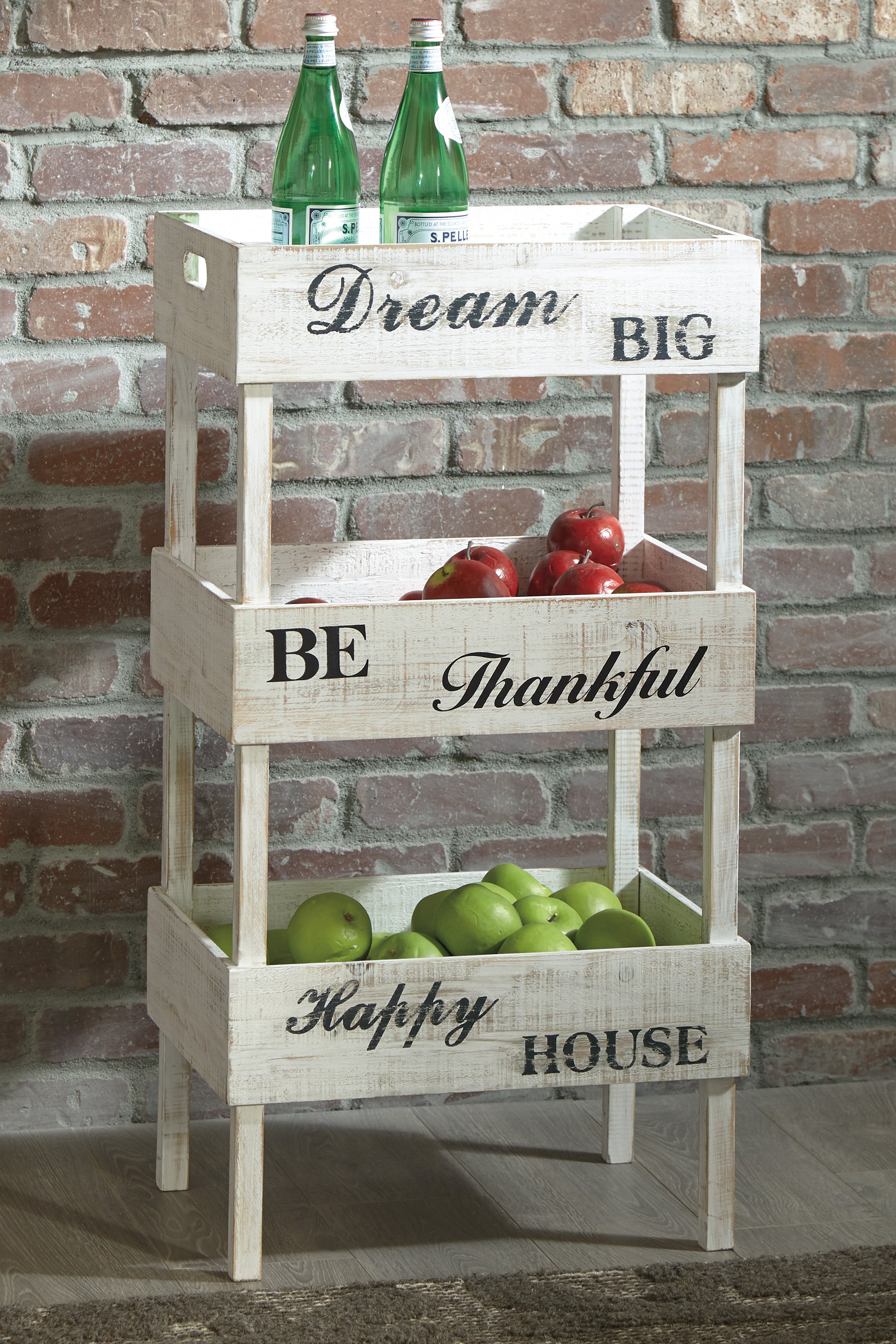 Antique White Solid Wood Accent Shelf