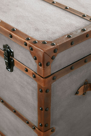 Retro Brown Leather Accent Storage Trunk