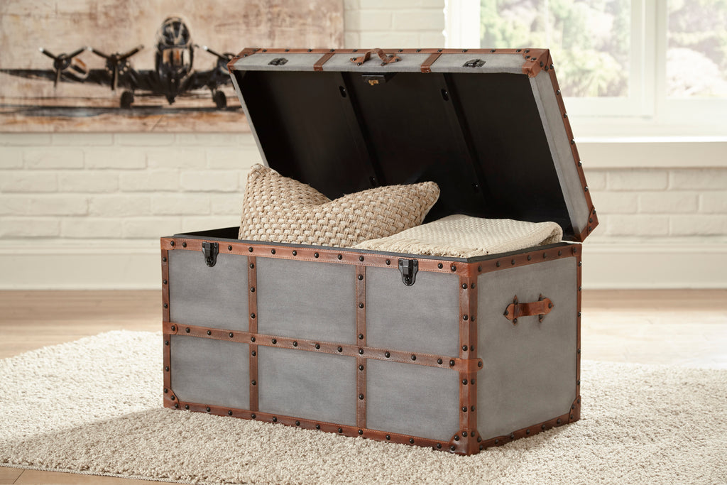 Retro Brown Leather Accent Storage Trunk