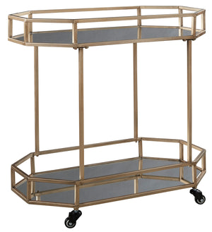 Mirrored and Gold Metal Bar Cart
