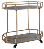 Mirrored and Gold Metal Bar Cart