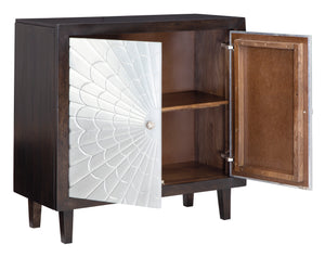 Contemporary Carved Medallion Accent Cabinet