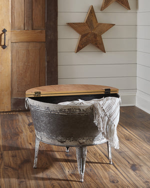 Galvanized Storage Accent Cocktail Table