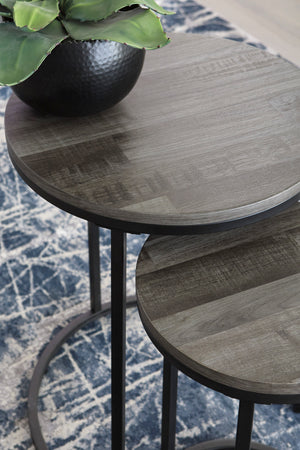 Round Grey Washed Accent Nesting Tables