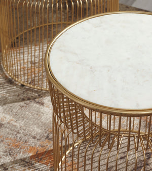 White Marble 2 Piece Accent Table Set