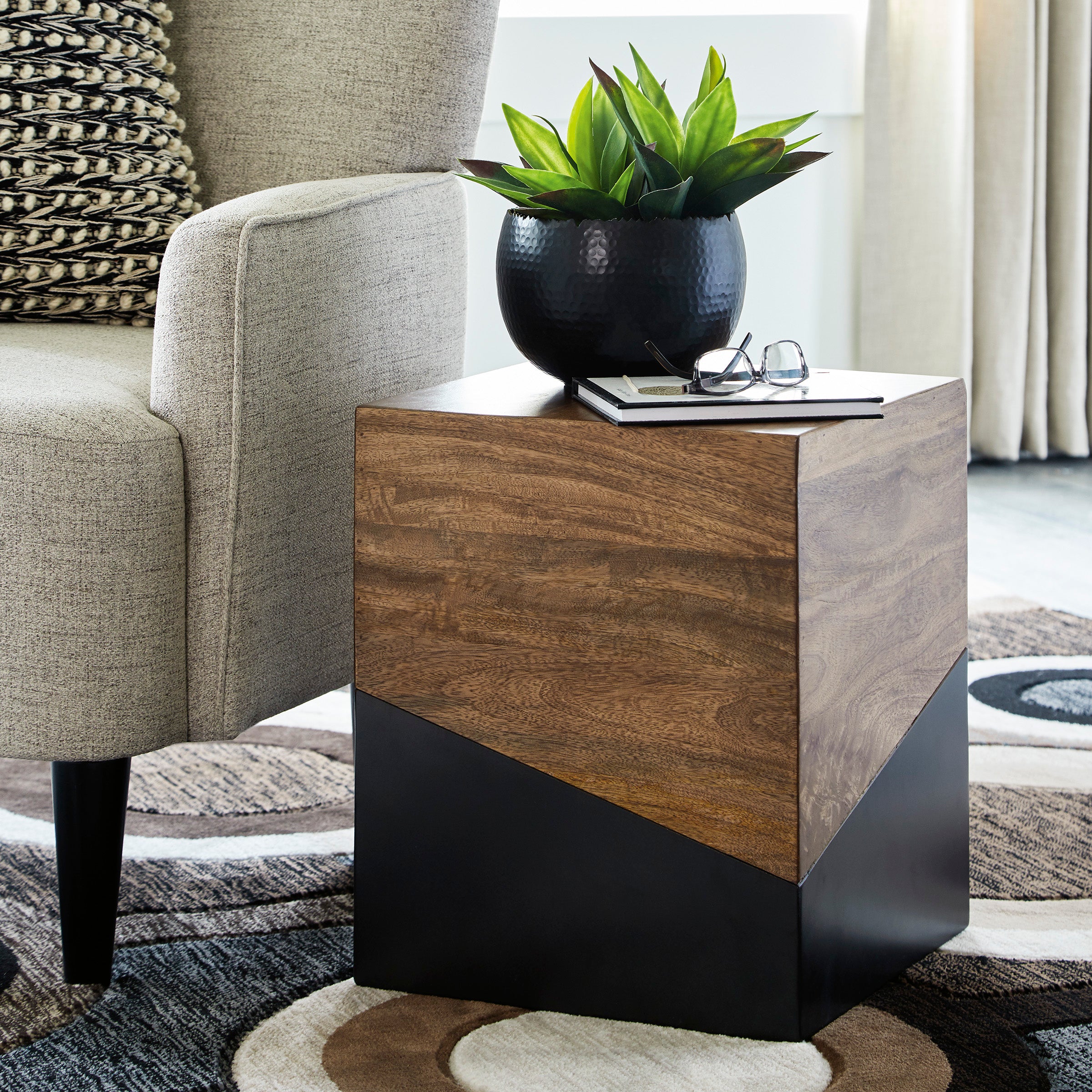 Contemporary Dual Tone Accent Table