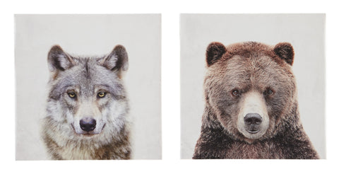 Wolf & Bear 2 Piece Canvas Wall Art