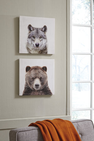 Wolf & Bear 2 Piece Canvas Wall Art