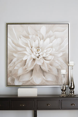 Taupe Flower Design Canvas Wall Art