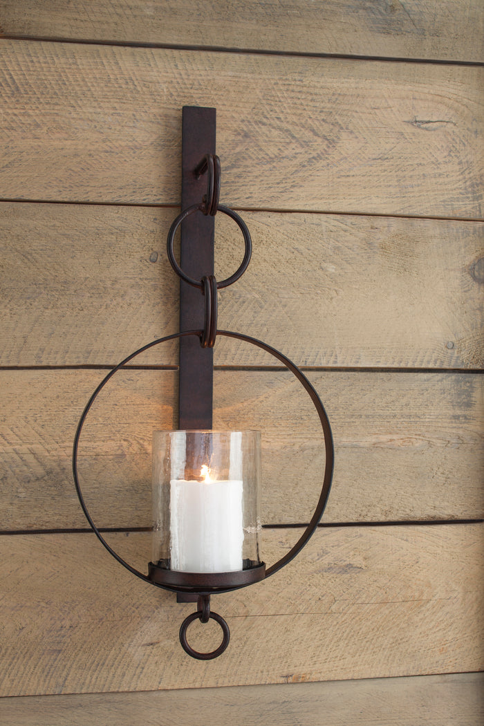 Dark Bronze Wall Sconce with Candle Holder