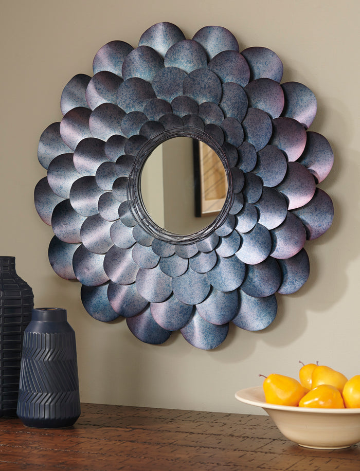 Accent Wall Mirror with Metal Petals