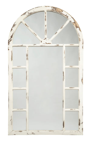 Antique White Arched Window Accent Wall Mirror