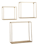 Gold Metal 3 Piece Wall Shelf Set