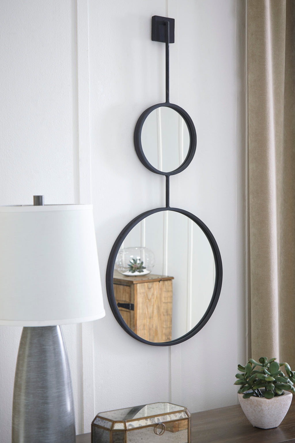 Textured Black Metal Accent Wall Mirror