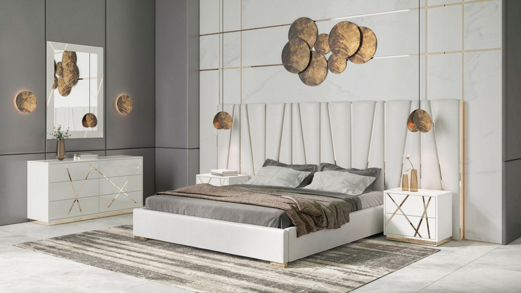 Neal White & Champagne Gold Bedroom Collection