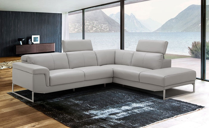 Athens Contemporary Grey Leather Sectional