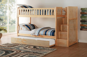 Ryan Twin Bunk Bed with Storage Staircase in  4 Color Options