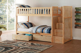 Ryan Twin Bunk Bed with Storage Staircase in  4 Color Options