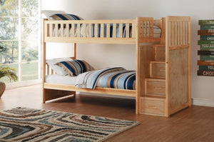 Ryan Twin Bunk Bed with Storage Staircase in  4 Color Options
