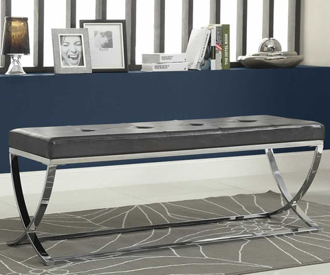 Nova Modern Bench with Chrome Base in Black or White