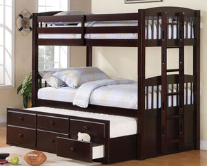 Logan Twin Over Twin Bunk Bed with Trundle Under Storage