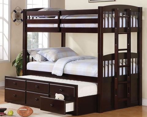 Logan Twin Over Twin Bunk Bed with Trundle Under Storage