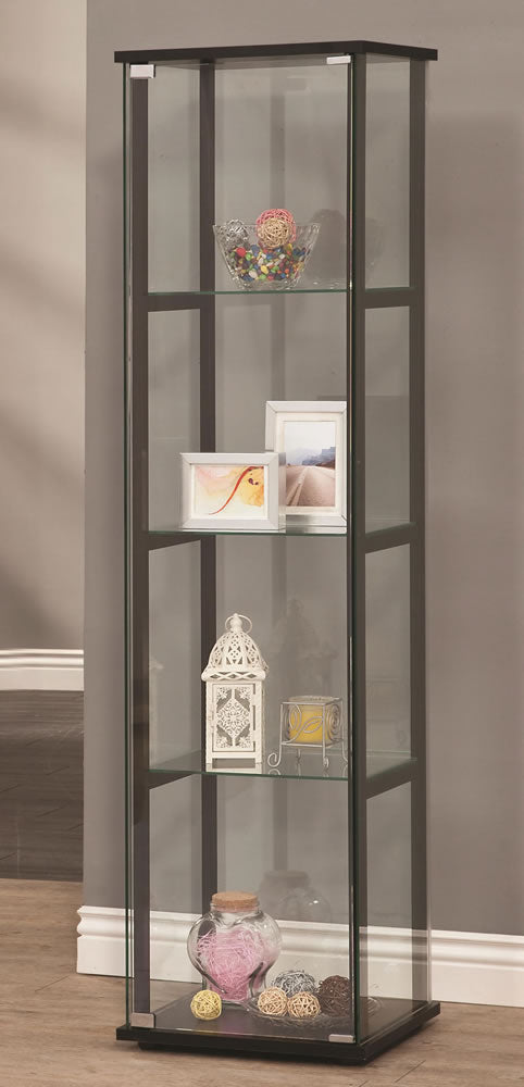 Contemporary Glass Curio Cabinet with 4 Shelves