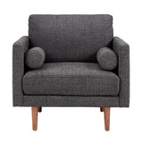 Cylia Mid Century Fabric Living Room Collection in Black or Grey