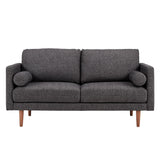 Cylia Mid Century Fabric Living Room Collection in Black or Grey