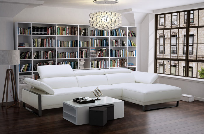 Florian Leather Sectional with Adjustable and Arms and Headrests