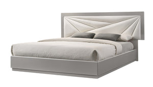 Flora Modern Platform Bed with Unique Padded Headboard