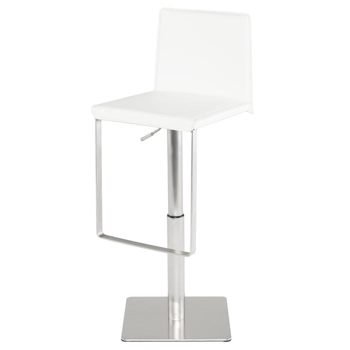 Kailee Leather Adjustable Bar Stool in White or Grey