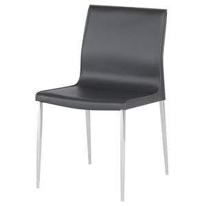 Colter Leather Dining Chair with Chrome Legs in 5 Color Options