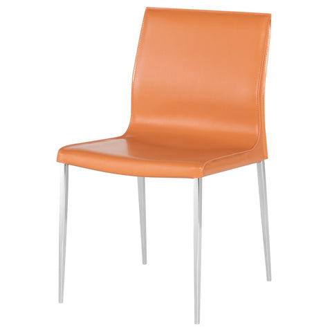 Colter Leather Dining Chair with Chrome Legs in 5 Color Options