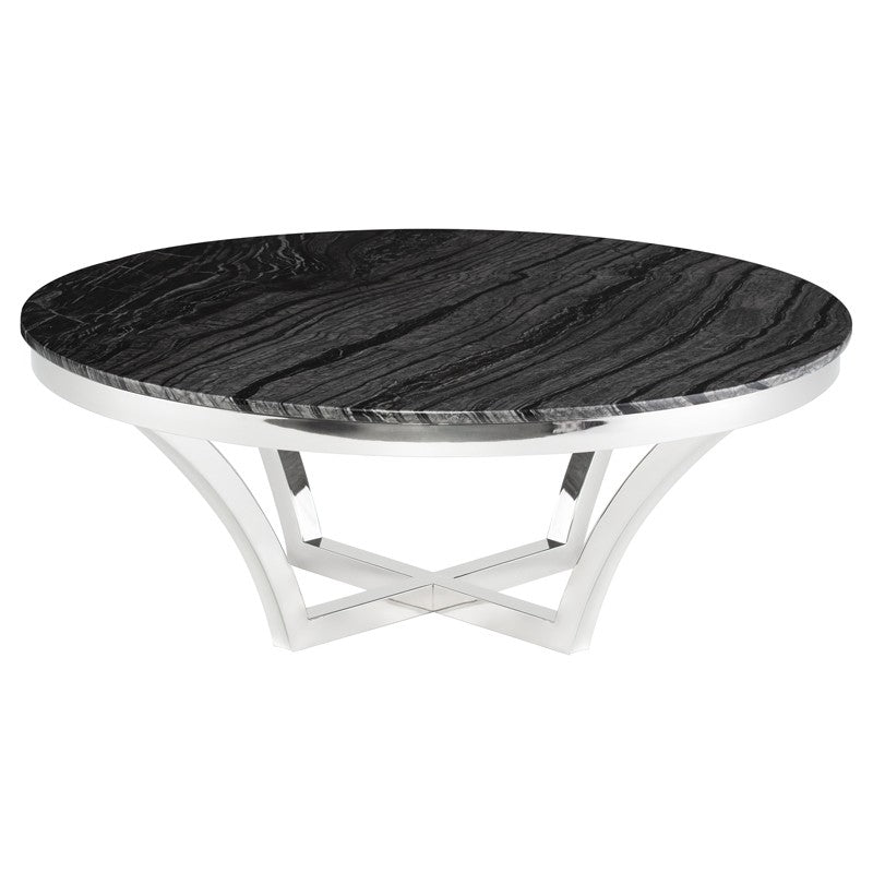 Aurora Black Marble Coffee Table in Gold or Silver Base