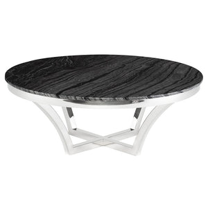 Aurora Black Marble Coffee Table in Gold or Silver Base