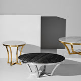 Aurora Black Marble Coffee Table in Gold or Silver Base