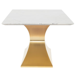 Praetorian White Marble Dining Table in Gold or Silver Base