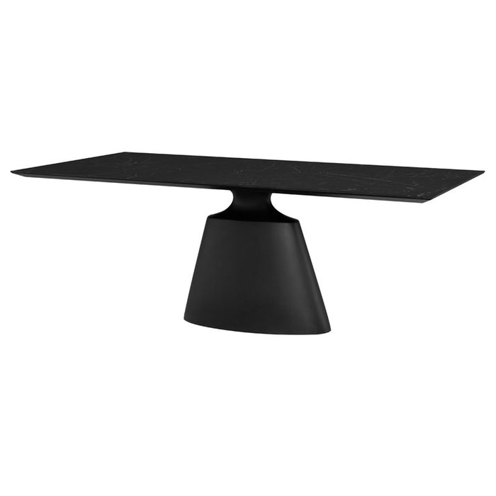 Taji Black Ceramic Dining Table with Black Base