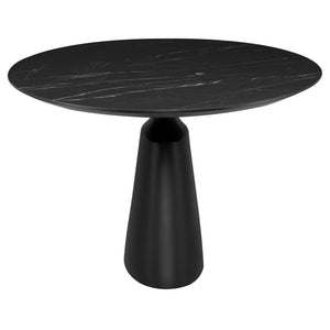 Taji Oval Black Ceramic Dining Table with Black Base