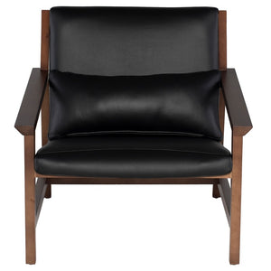 Bethany Black Leather Mid Century Accent Chair